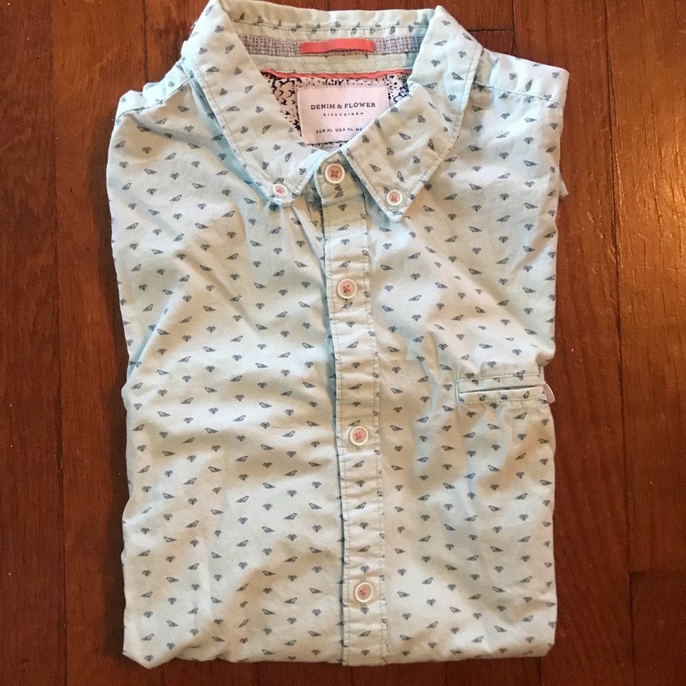 Denim & Flowers short sleeve button down